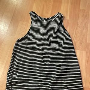 LuluLemon Dark grey and white striped Open Back Tie Tank Top